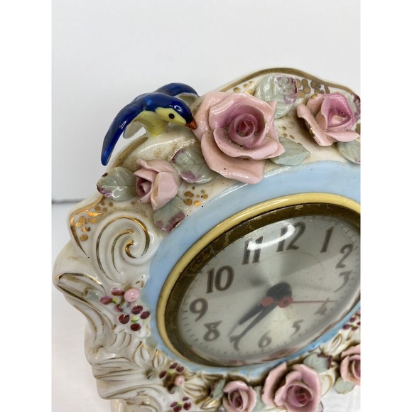 VTG. OCCUPIED JAPAN SC PORCELAIN CLOCK HANDPAINTED - Picture 12 of 15